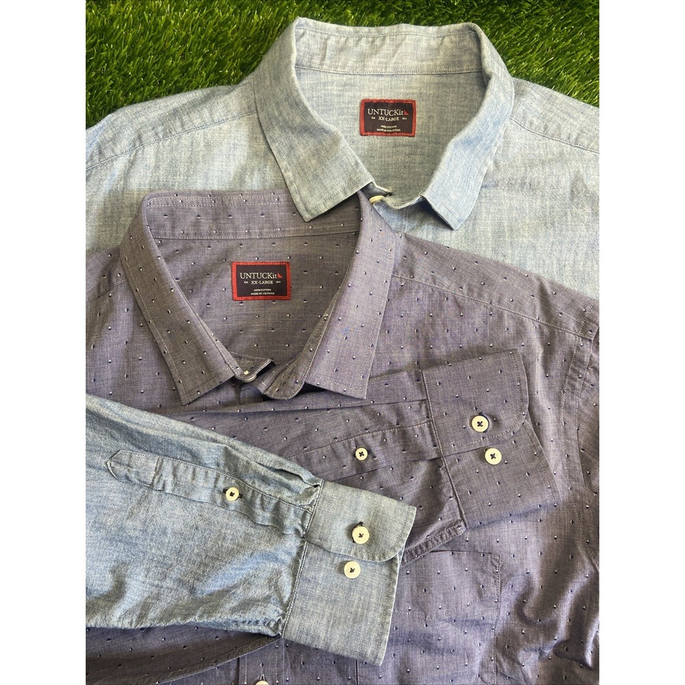 Lot Of 2 Untuckit Long Sleeve Shirt Men's XXL 2XL Button Down Front Pocket